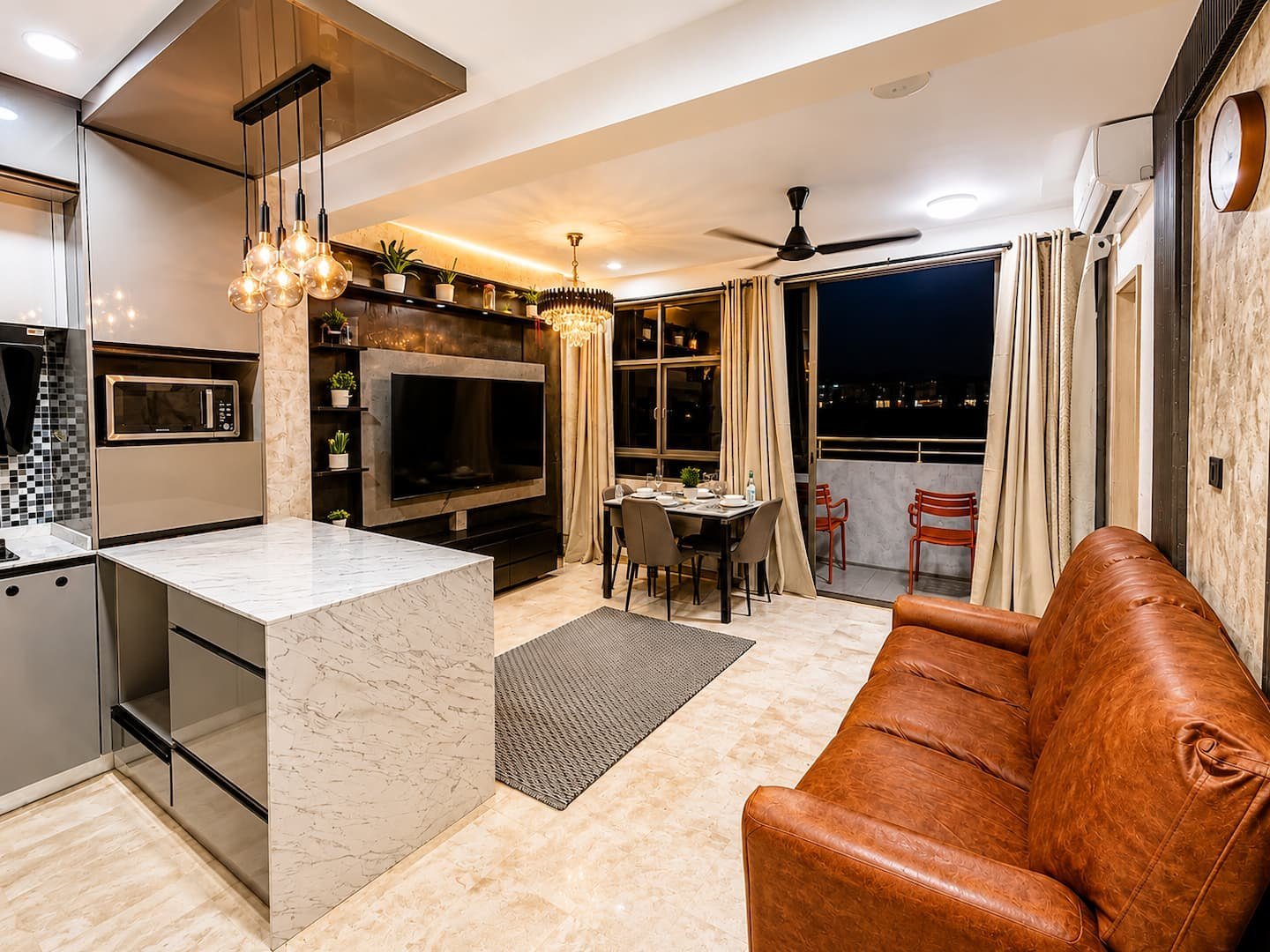 Luxvoy Opal – Living room in the evening